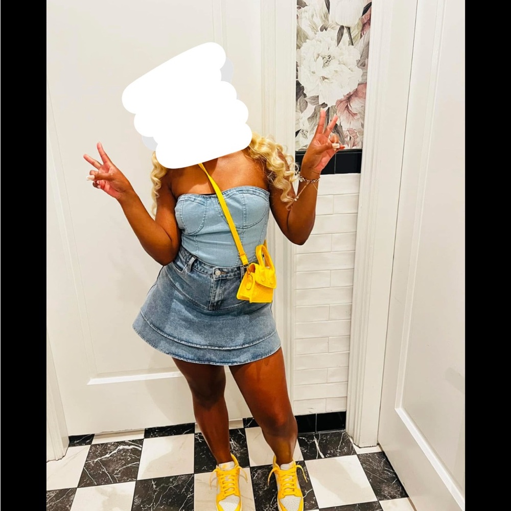 SHEIN Blue Denim Tube Top
